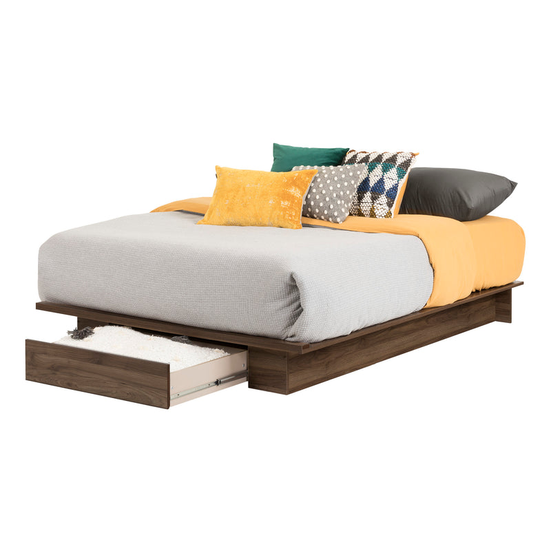 Platform Bed with drawer Double 54'' Holland Natural Walnut 11283