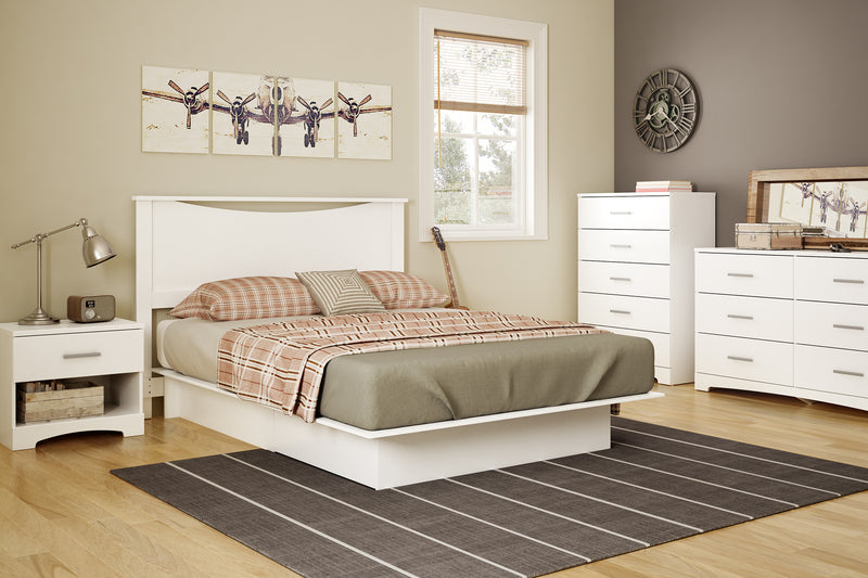 Gramercy Double / Queen Platform Bed with Drawers - White
