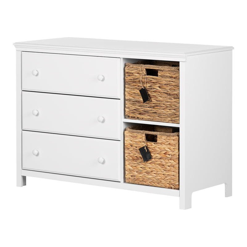 Cotton Candy - 3 Drawer Chest with Baskets -- Pure White