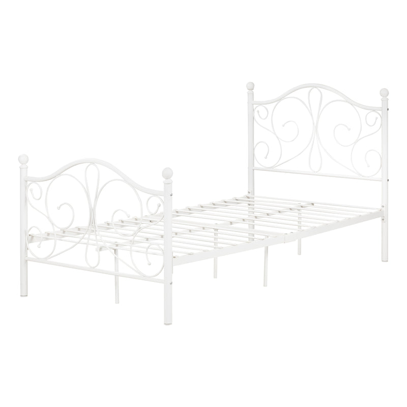 Complete Metal Platform Bed Simple 39'' Summer Breeze White 12153
