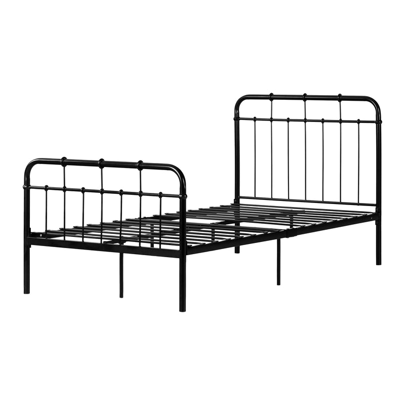 Hankel Twin Size Full Metal Platform Bed with Foot and Headboard - Black