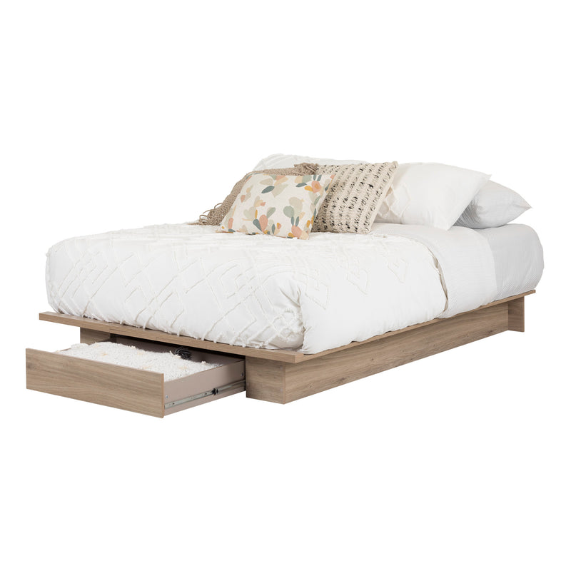 Platform Bed with Drawer Double 54'' Primo Rustic Oak 11312