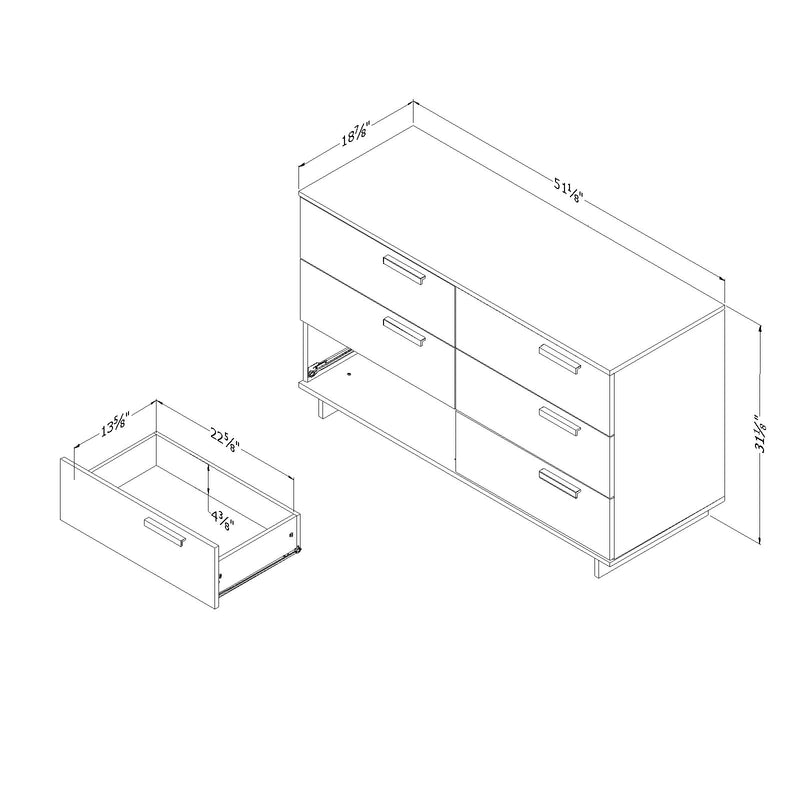 6-Drawer Double Dresser  Cavalleri Gray Maple 12227