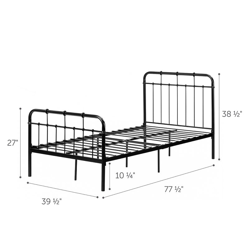 Hankel Twin Size Full Metal Platform Bed with Foot and Headboard - Black