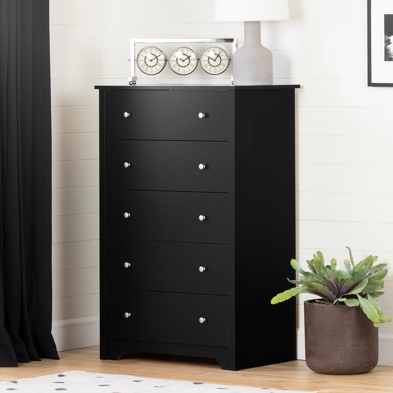 Vito - Chest of 5 drawers - Pure black