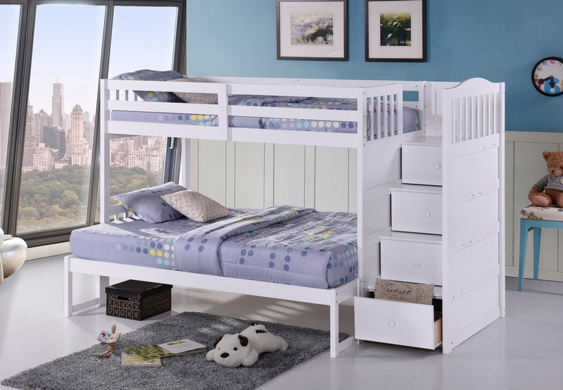 New - Convertible bunk bed 39"/39" with stairs - White