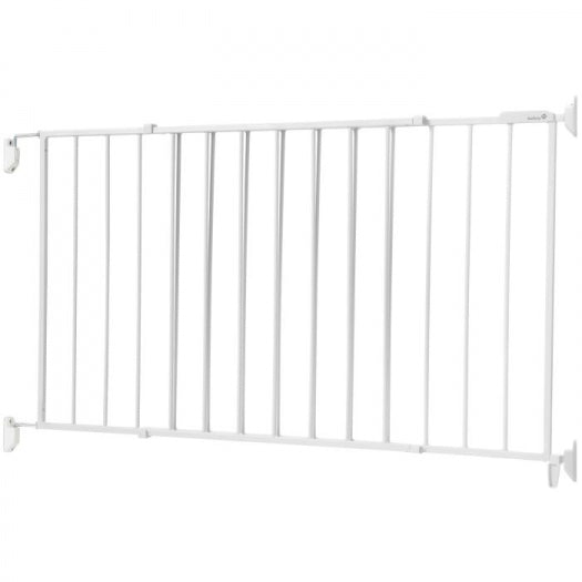 Barrière avec porte coulissante en métal large et robuste - BLANC