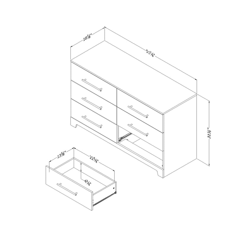 6-Drawer Double Dresser  Primo Rustic Oak 11311