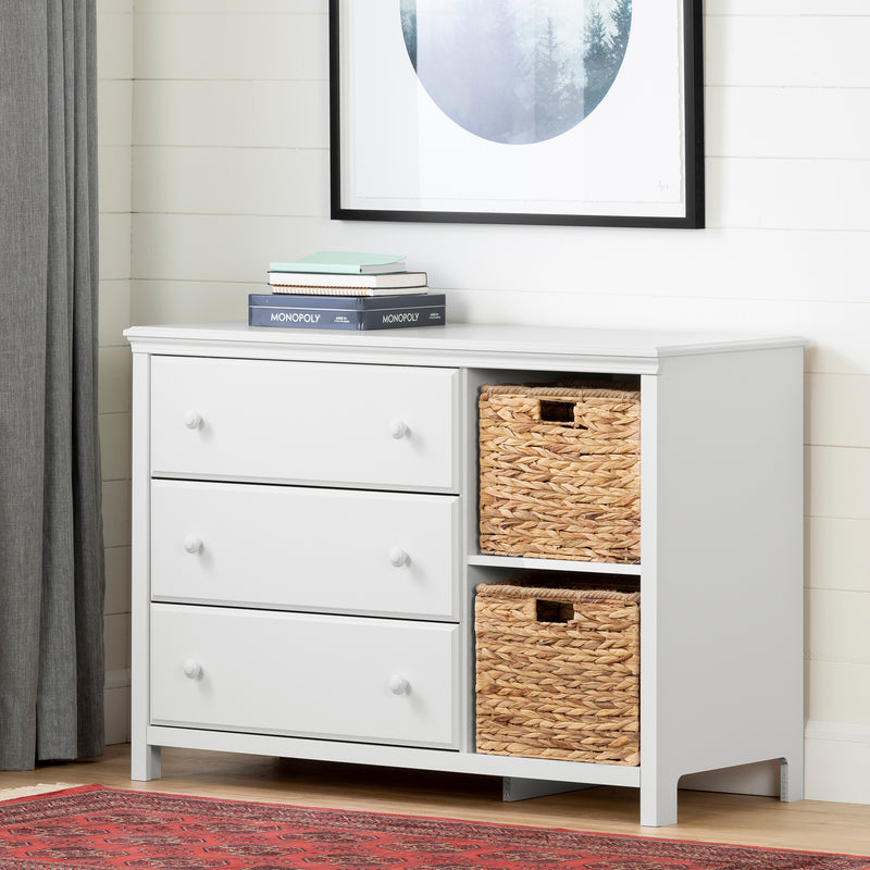 Cotton Candy - 3 Drawer Chest with Baskets -- Pure White