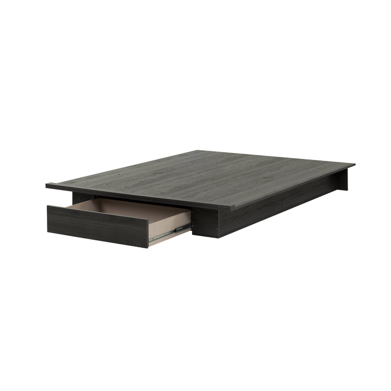 Platform Bed with drawer Double 54'' Holland Gray Oak 10398