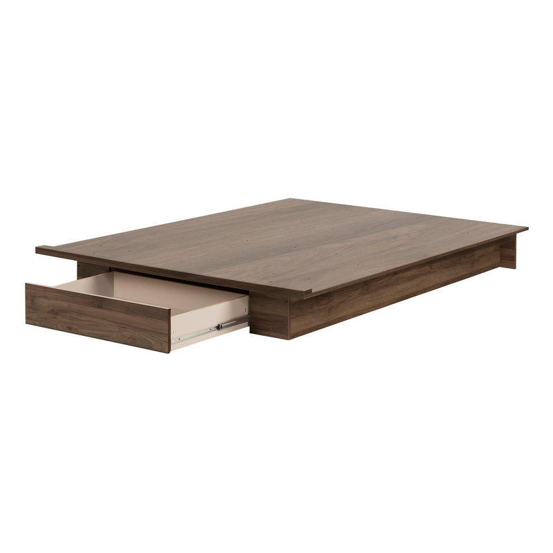 Platform Bed with drawer Double 54'' Holland Natural Walnut 11283