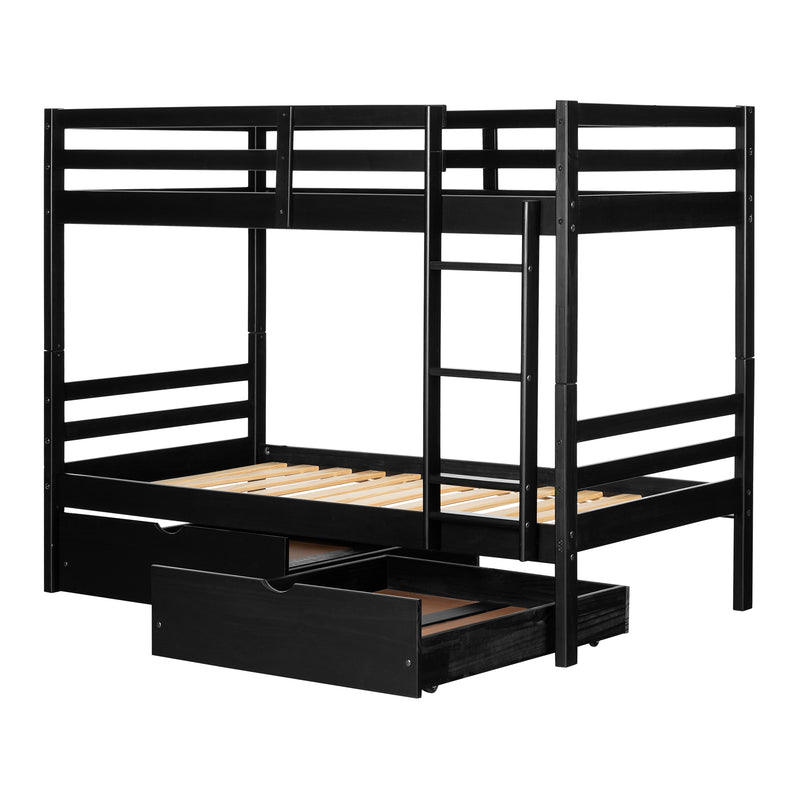 Fakto - Set of bunk beds and drawers on wheels 39'' / 39" - BLACK