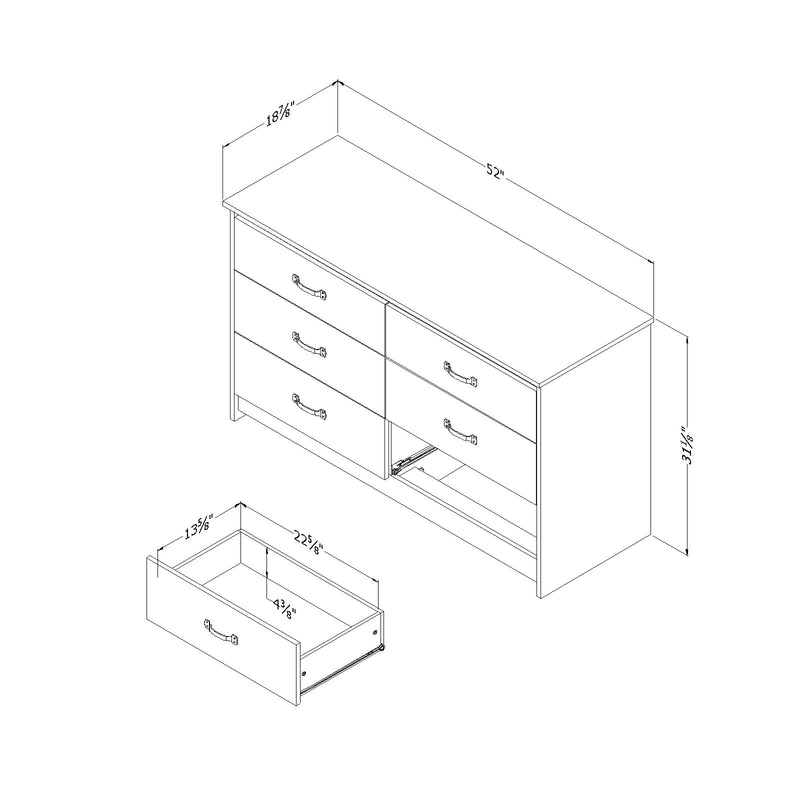 6-drawer double dresser - Tassio Nordic oak