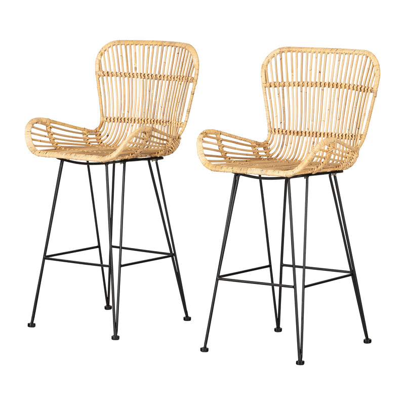 Balka - Set of 2 rattan stools with armrests