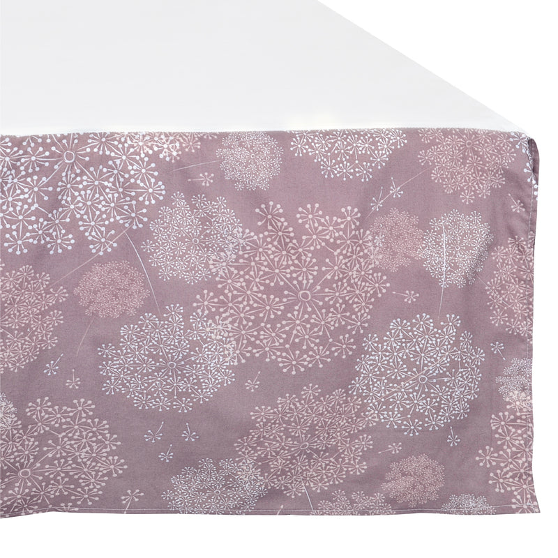 Printed bed skirt - plum dandelion