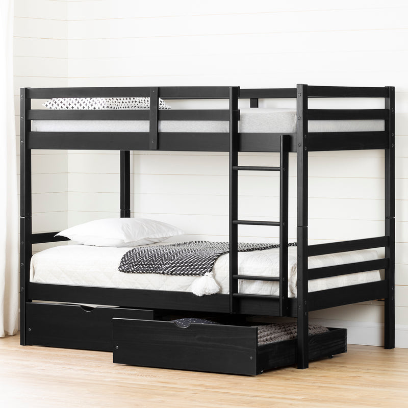 Fakto - Set of bunk beds and drawers on wheels 39'' / 39" - BLACK