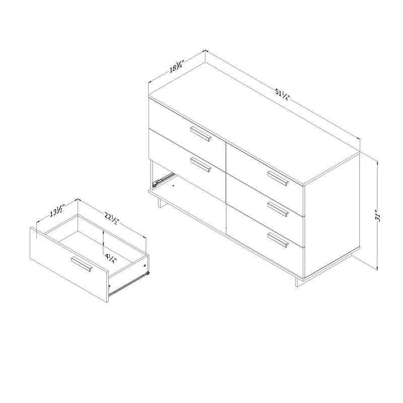 Cavalleri - 6 Drawer Double Dresser -- Pure White