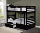 Lits superposés Simple/Simple avec tiroirs - Noir
