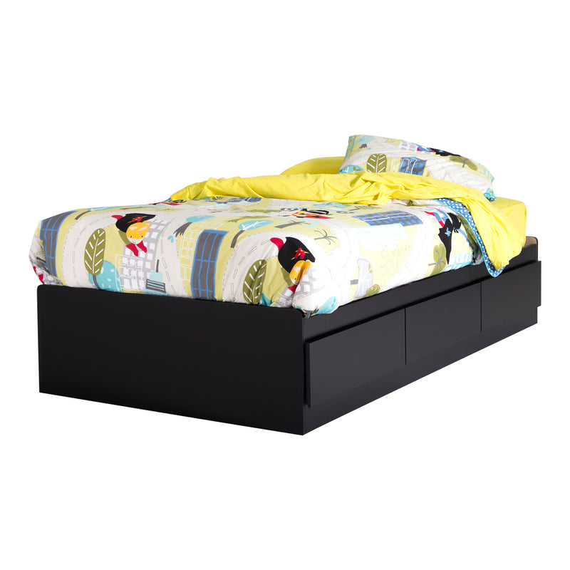 Lit matelot 3 tiroirs simple 39" Fusion - Noir solide