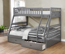 Lits superposés Simple/Double avec tiroirs - Gris