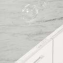 Îlot de cuisine compact avec rangement Myro - Faux Marbre blanc et Blanc