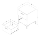 Table de nuit 2 tiroirs à pattes en métal Musano - Noyer naturel