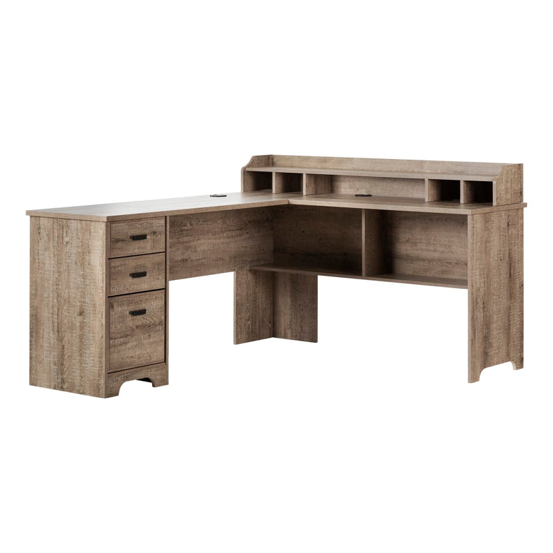 Bureau avec huche amovible Versa - Chêne vieilli