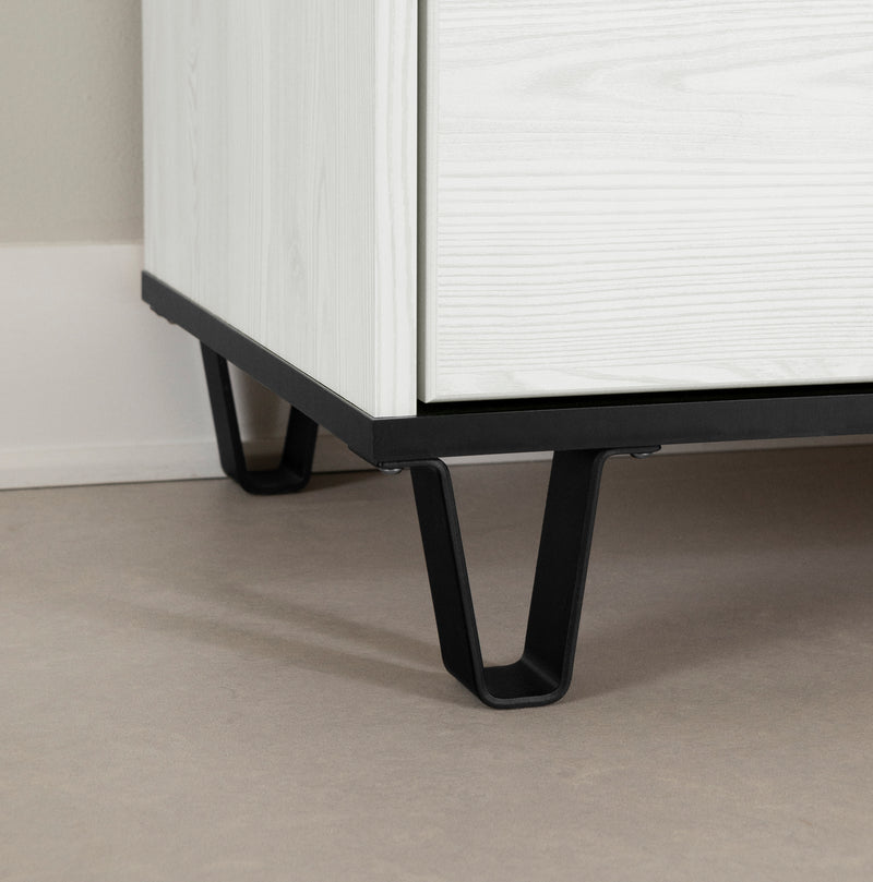 Commode 4 tiroirs Arlen - Pin blanc et Noir mat