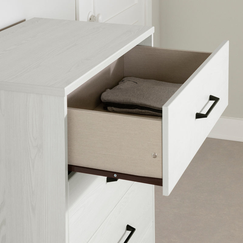 Commode 4 tiroirs Arlen - Pin blanc et Noir mat