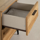 Table de nuit 2 tiroirs à pattes en métal Musano - Chêne nordique