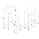 Armoire penderie avec portes et tiroir Musano -  Noyer naturel