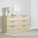 Bureau double 6 tiroirs Step One Essential - Chêne blanchi