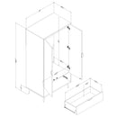 Armoire penderie avec portes et tiroir Oxford - Chêne blanchi