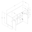 Buffet 2 portes avec rangement ouvert Mezzy - Chêne noir