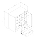 Îlot de cuisine compact avec rangement Myro - Faux Marbre blanc et Blanc