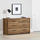6-Drawer Double Dresser  Londen Weathered Oak and Ebony 12229