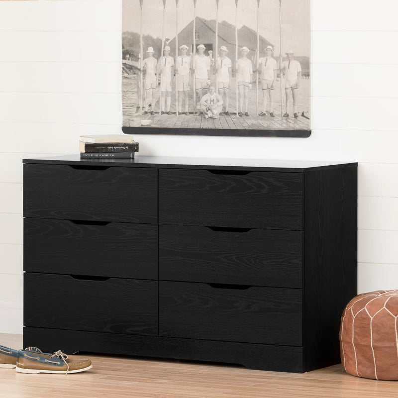Bureau double 6 tiroirs Holland - Chêne noir