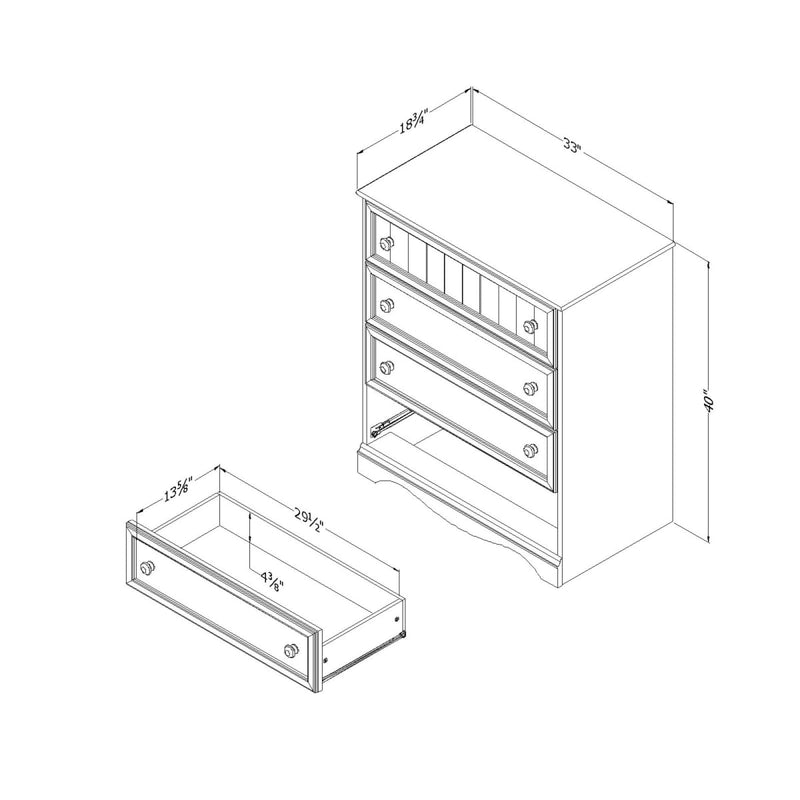 Commode 4 tiroirs Savannah-Blanc solide