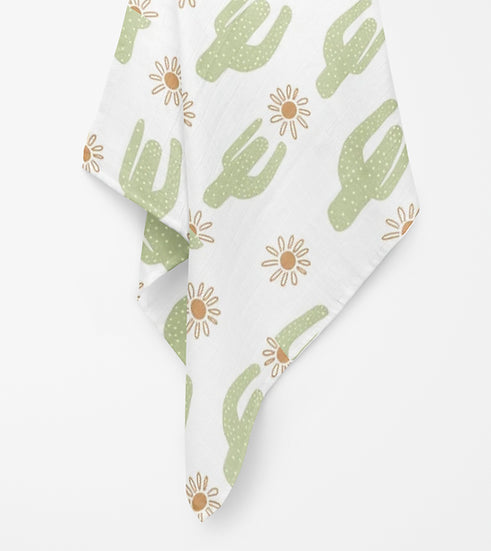 Couverture en mousseline de bambou - Cactus et soleil