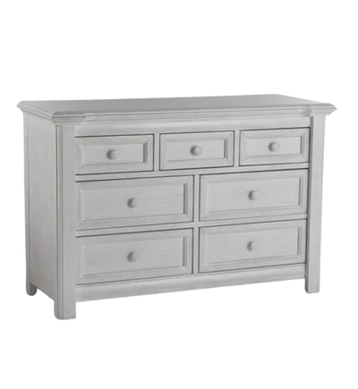 Crib and Double Dresser Cristallo Vintage White with Cream Fabric Pannel