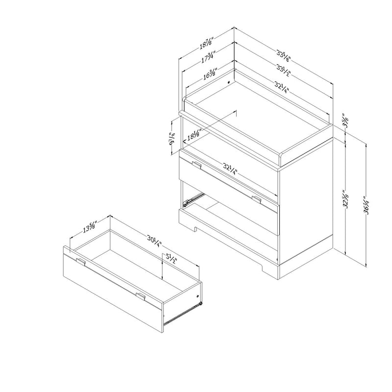 Table à langer avec rangement Reevo - Gris