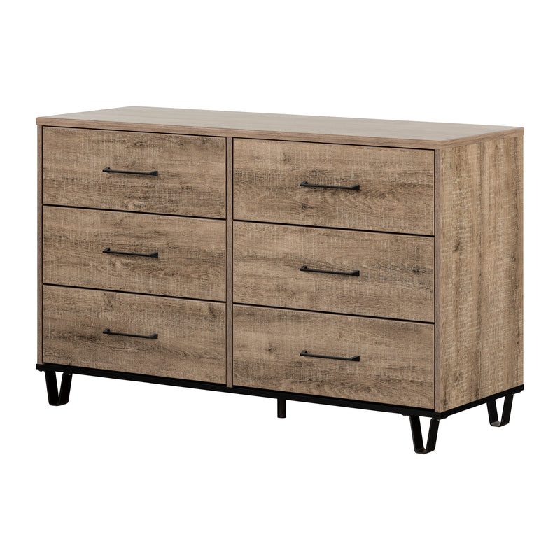 Bureau double 6 tiroirs Arlen - Chêne vieilli