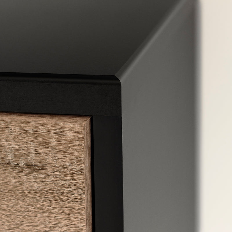 Bureau double 6 tiroirs Arlen - Chêne vieilli et Noir mat