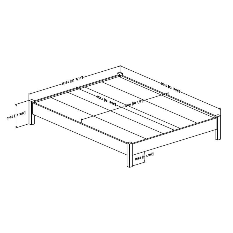 Queen 60'' Platform Bed on Legs Munich Weathered Oak 10495