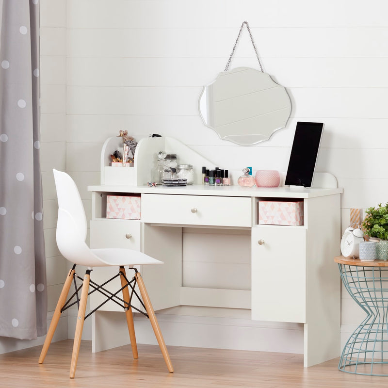 Makeup Desk with Drawer  Vito Pure White and Pink 10081