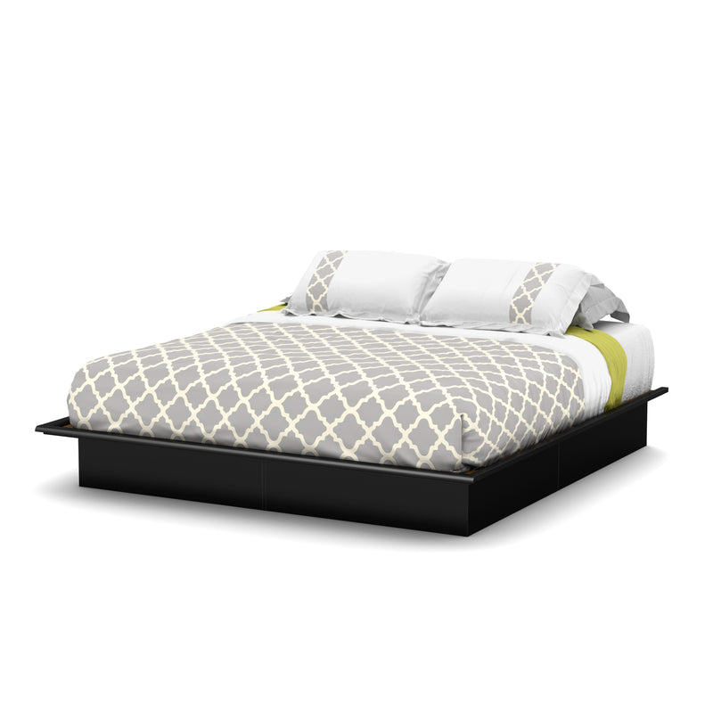 Lit plateforme avec moulures Step One-Noir solide