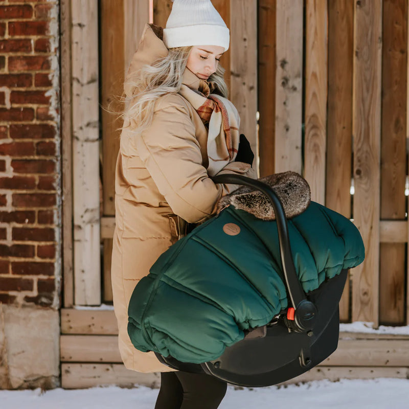 Winter Baby Car Seat Cover – Tourmaline / wolf