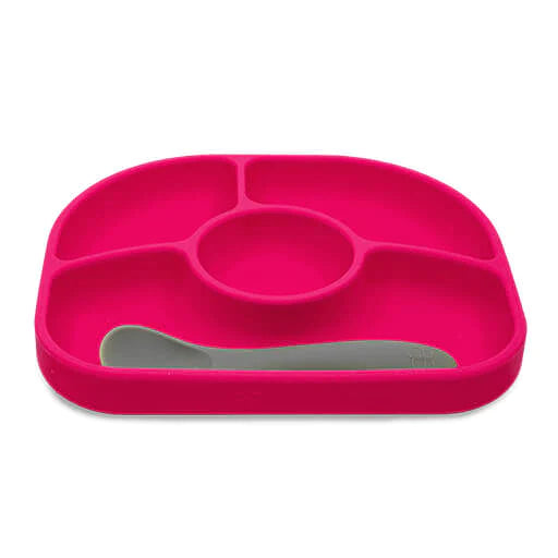 Yümi - Plate with suction cup and spoon - Pink