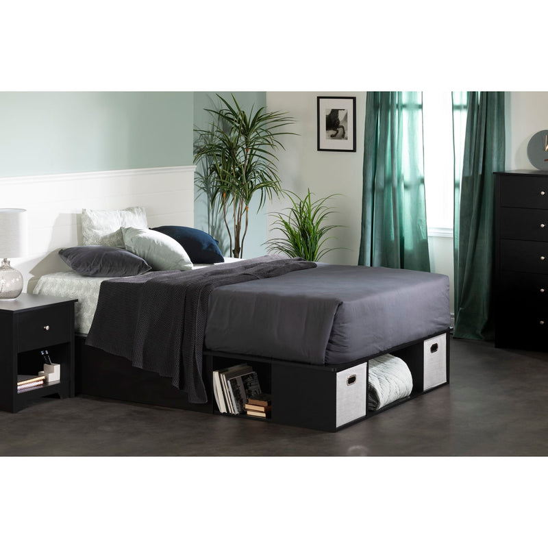 Lit avec rangement double 54" Vito-Noir solide