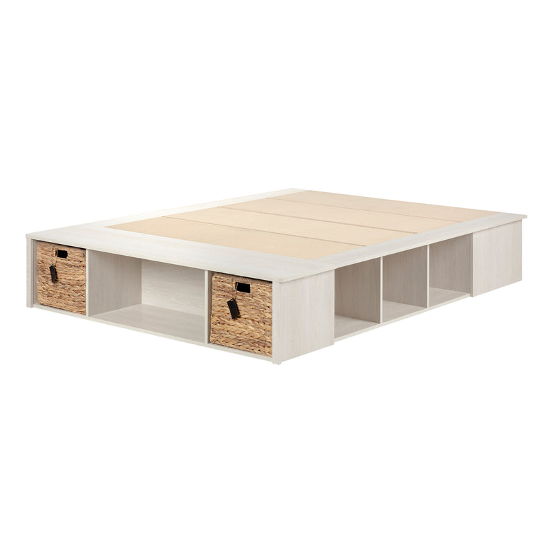 Lit avec paniers de rangement queen 60" Avilla - Chêne hivernal